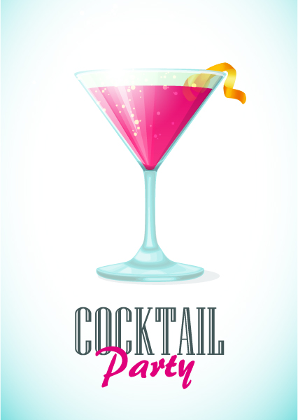 Simple cocktails party poster vector material 04 simple poster party cocktails   