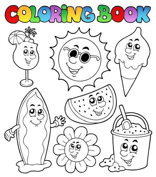 Coloring book vector set 01 coloring book   