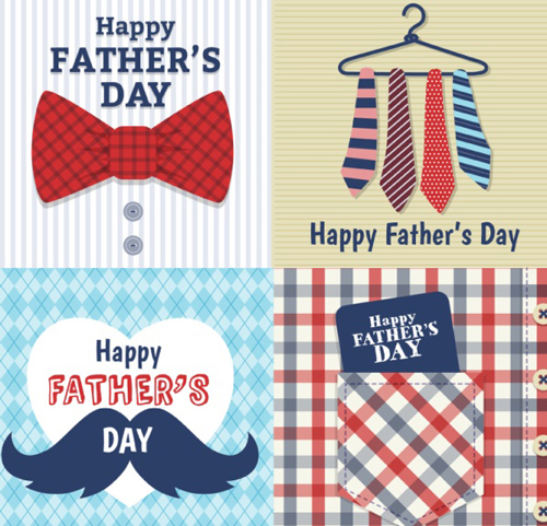 Happy Father's Day cartoon vectors set   