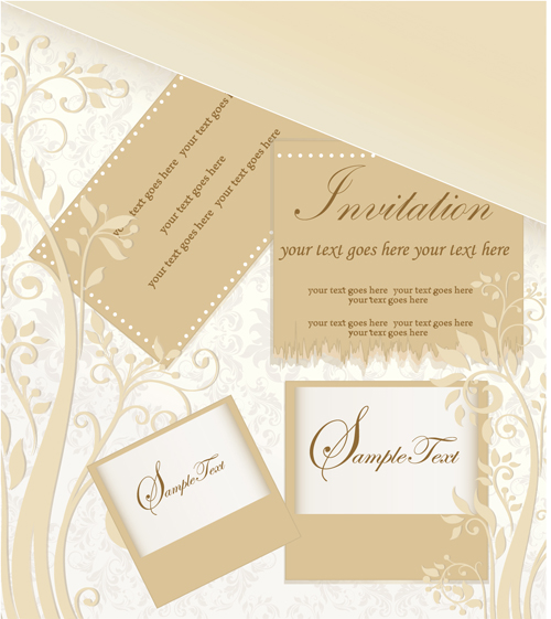 Floral elegant invitation cards vector set 01 invitation cards invitation floral elegant   