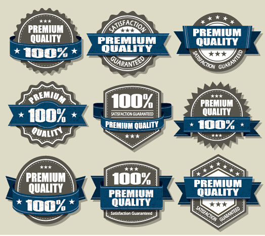 Premium Quality labels and blue ribbon vector ribbon quality premium labels label   