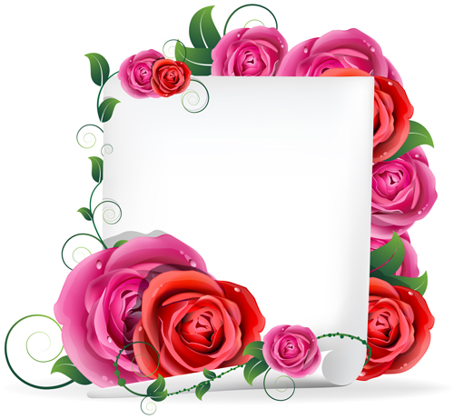 Blank paper and rose vector graphics vector graphics vector graphic rose paper   