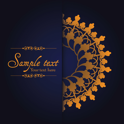 Dark blue ornate background with golden decorative vector 10 ornate golden decorative dark blue background   