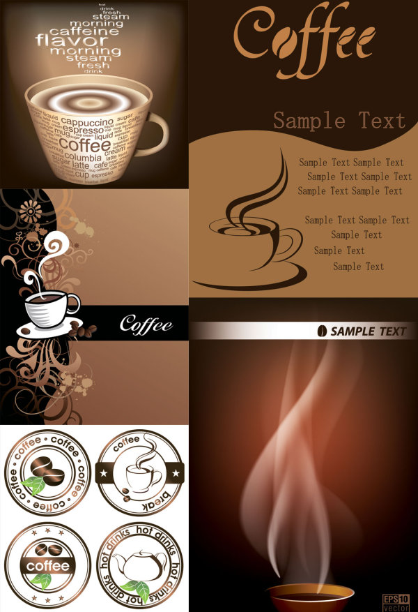 D exquisite coffee elements texture pattern mark letters heat fine elements coffee cup coffee   
