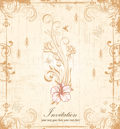 Floral elegant invitation cards vector set 02 invitation cards invitation floral elegant cards card   