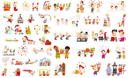 Cute christmas characters vector cute christmas characters   