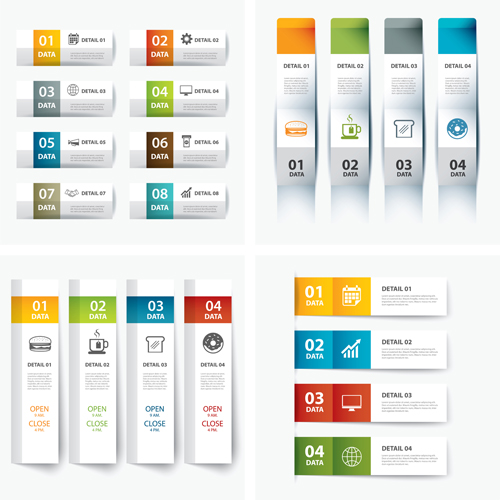 Numbered infographics with banners vector 08 numbered infographics banners   