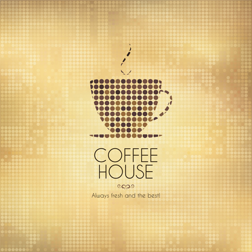 Cup coffee with round dot vector background round dot cup coffee   