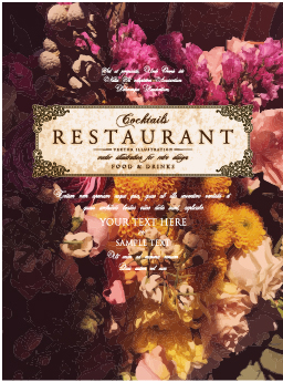 Flower restaurant menu cover vintage styles vector 09 Vintage Style vintage restaurant menu flower cover   