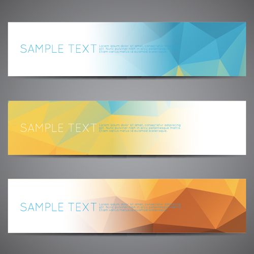 Polygonal modern banner vector set 18 polygonal modern banner   