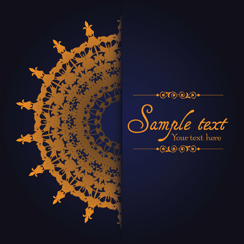 Dark blue ornate background with golden decorative vector 01 golden decorative dark blue background   