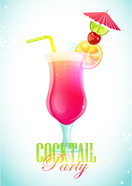 Simple cocktails party poster vector material 01 simple poster party cocktails   