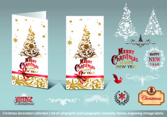 2014 christmas decoration calligraphic with typographic vector 03 decoration Christmas decoration christmas calligraphic 2014   