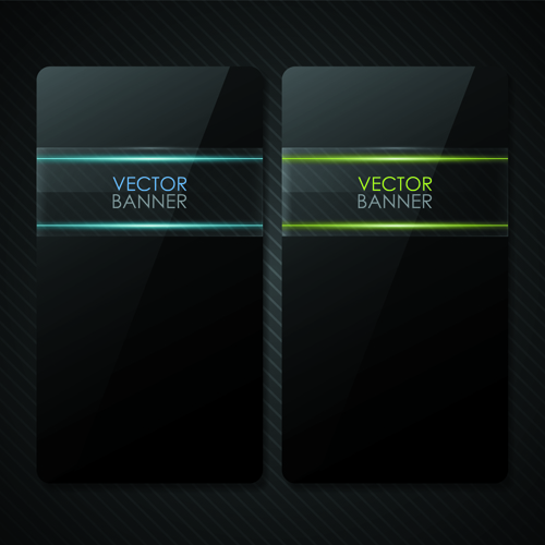 Set of Shiny Black Banners vector 01 shiny black banner   