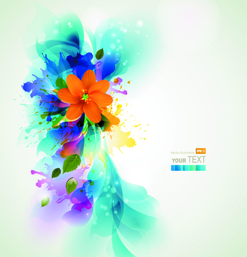 Blue style watercolor flowers vector background 01 watercolor Vector Background flowers flower background   