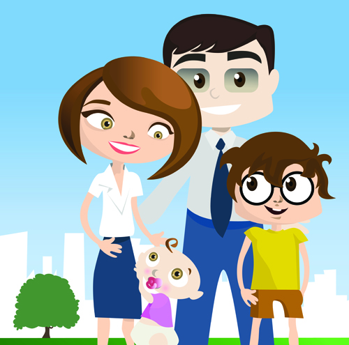 Vector Happy family together design elements 04 together happy family elements element   