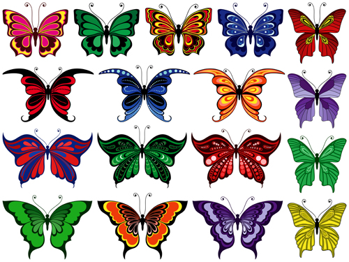 Beautiful butterflies vector icons set 04 icons butterflies beautiful   