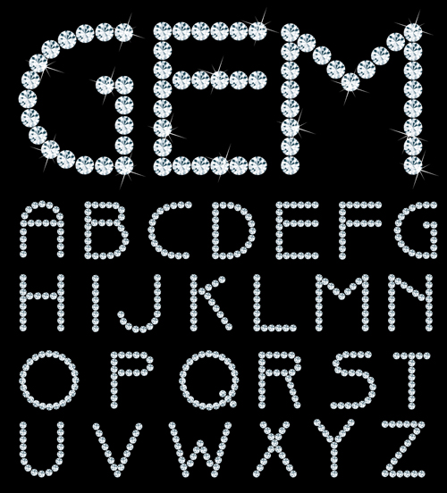 Shining diamond letters vector material 02 shining letters diamond   