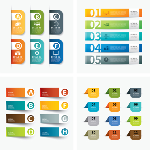 Numbered infographics with banners vector 02 numbered infographics banners   