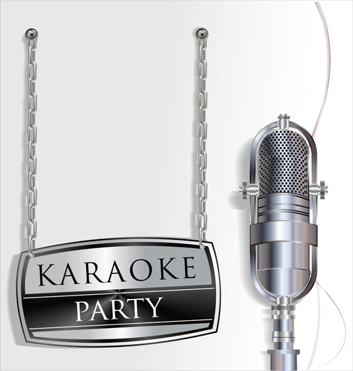 karaoke party with microphone poster vector poster phone microphone karaoke   