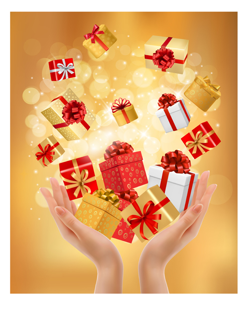 Hands and gift boxes background vector hands gift boxes gift box gift boxes background vector background   