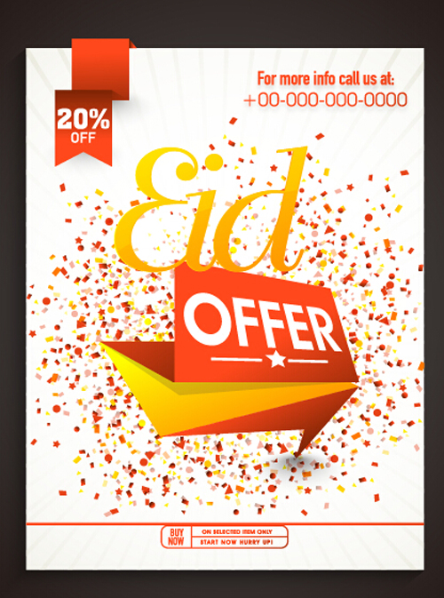 Eid special offer sale flyer vector set 05 special sale offer flyer   