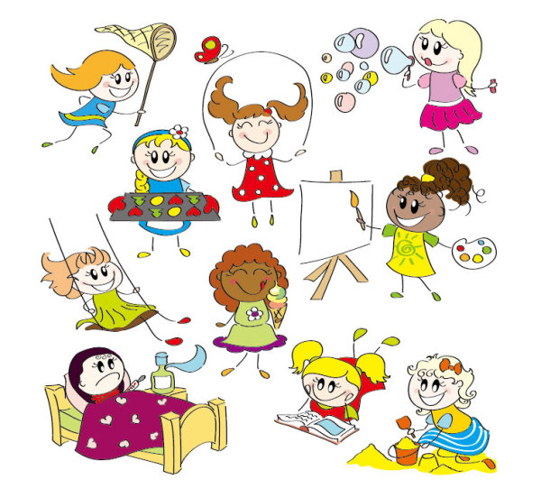 cartoon child elements Illustration vector 02 illustration child cartoon   