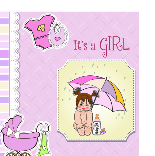 Girls and boys baby vector cards 04 girls cards card boys baby   