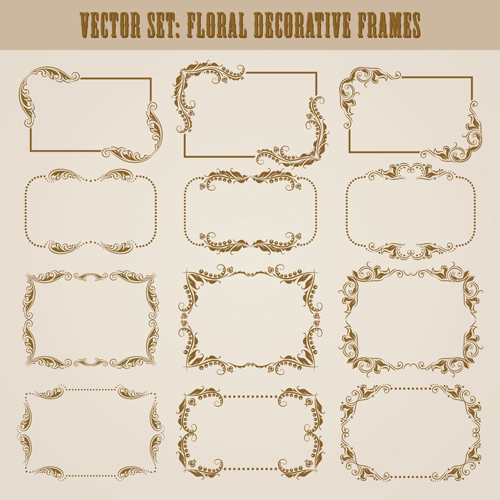 Vector set of floral decorative frames design 02 frames floral decorative frame   