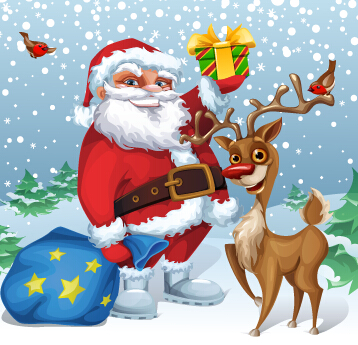 Funny santa and reindeer vector material 01 santa reindeer funny   