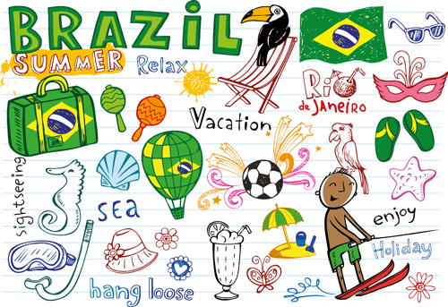 Hand drawn brazil elements vector material 03 vector material material hand-draw hand drawn element Brazil   