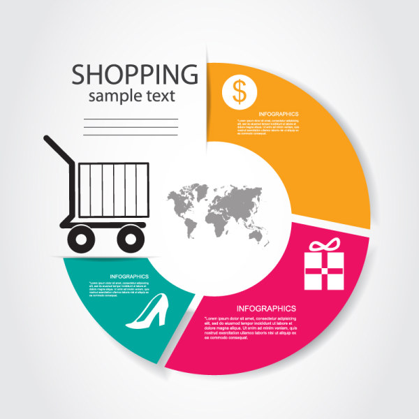 Round shopping infographic vector shopping round infographic   