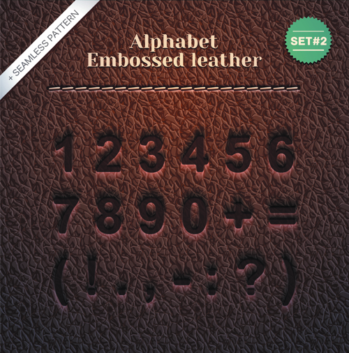 Set of Leather Alphabet vector 02 leather alphabet   