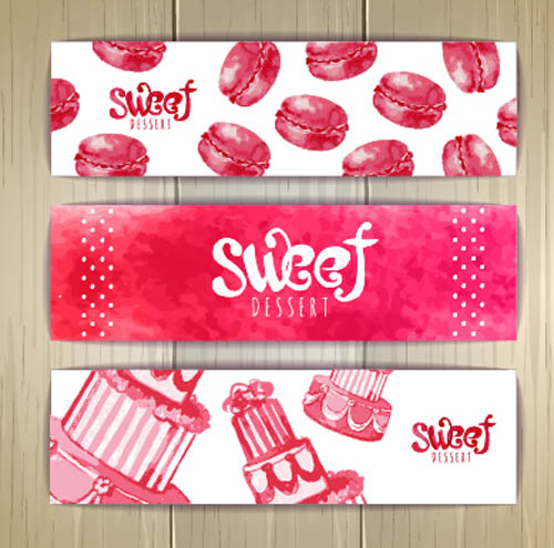 Sweet dessert banners vectors set 01 sweet dessert banners   
