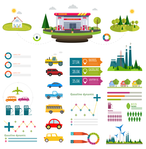 Gasoline oil with gas station infographic vector 04 oil infographic Gasoline gas station   