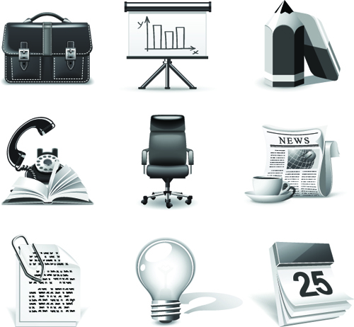 Set of Different B&W icons vector 01 icons icon different B&W   