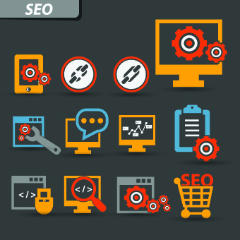 Vintage seo icons vector vintage seo icons icon   