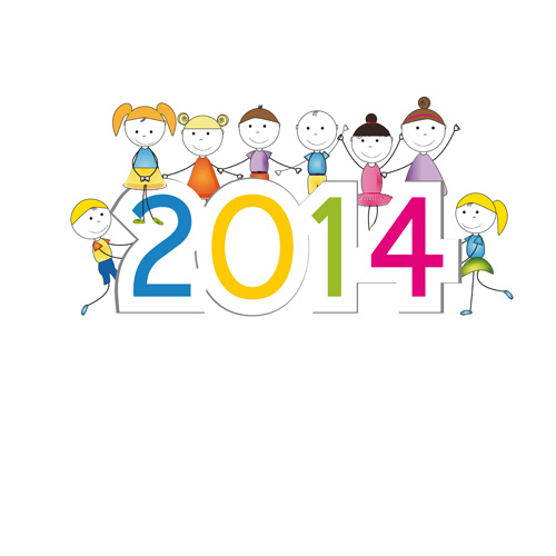 Child and New Year 2014 vector 04 year new year new child 2014   