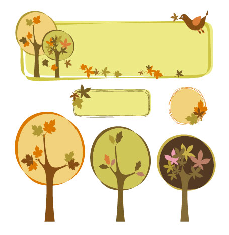 Tree style decorative frame vector trees theme frame decoration   