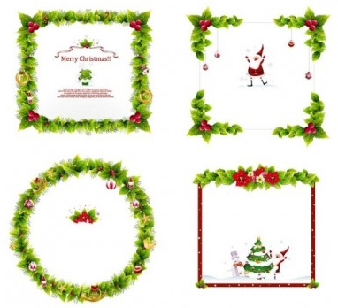 Christmas wreath frame vector 32695   