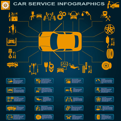 Creative car service infographics template vector 14 template infographic creative car   