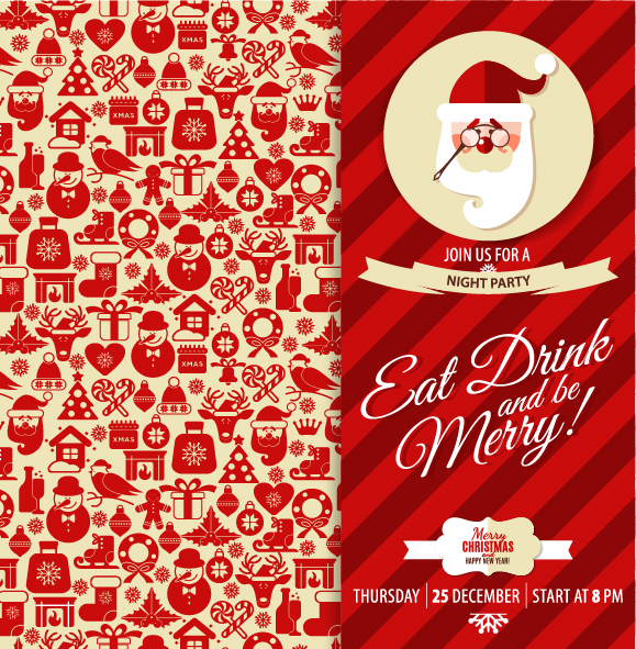 Christmas elements pattern with santa background 02 santa pattern elements christmas   