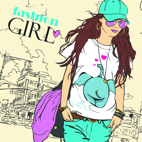 Set of Different Fashion Girl vector 04 girl fashion different   
