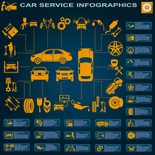 Creative car service infographics template vector 12 template infographic creative car   