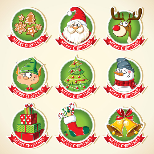 Christmas lables peeling stickers vector 02 stickers peeling lables christmas   