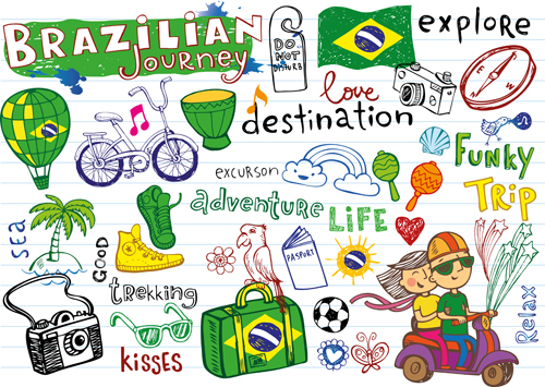 Hand drawn brazil elements vector material 02 vector material hand-draw hand drawn elements Brazil   