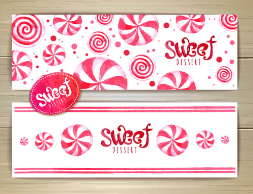 Sweet dessert banners vectors set 02 sweet dessert banners   