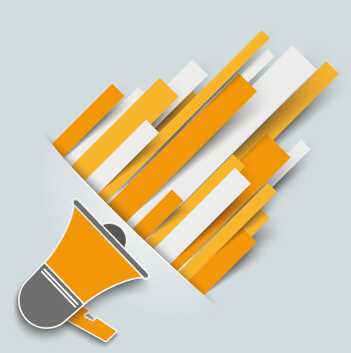 Megaphone with paper tapes background vector paper tapes megaphone background   