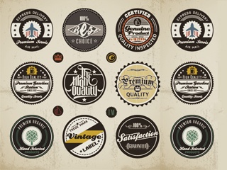 Vintage round badge vector material vintage round material badge   