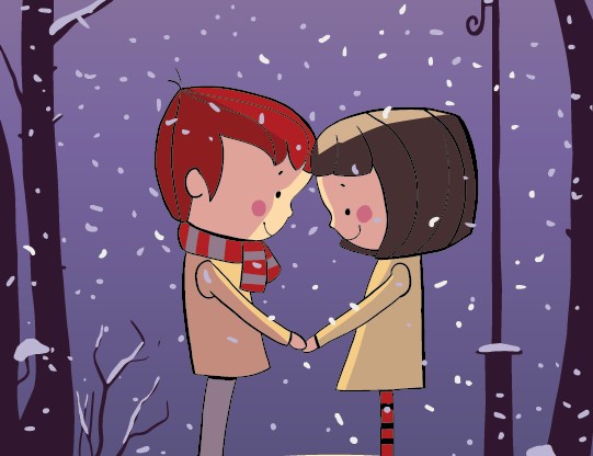 Winter Cartoon couple vector winter couple cartoon   